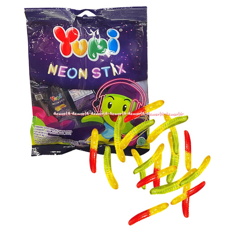 Yupi Neon Stix 120gr Kembang Gula Lunak Jelly Permen Aneka Rasa Yuppi Neon Stick Candy Jely Jeli