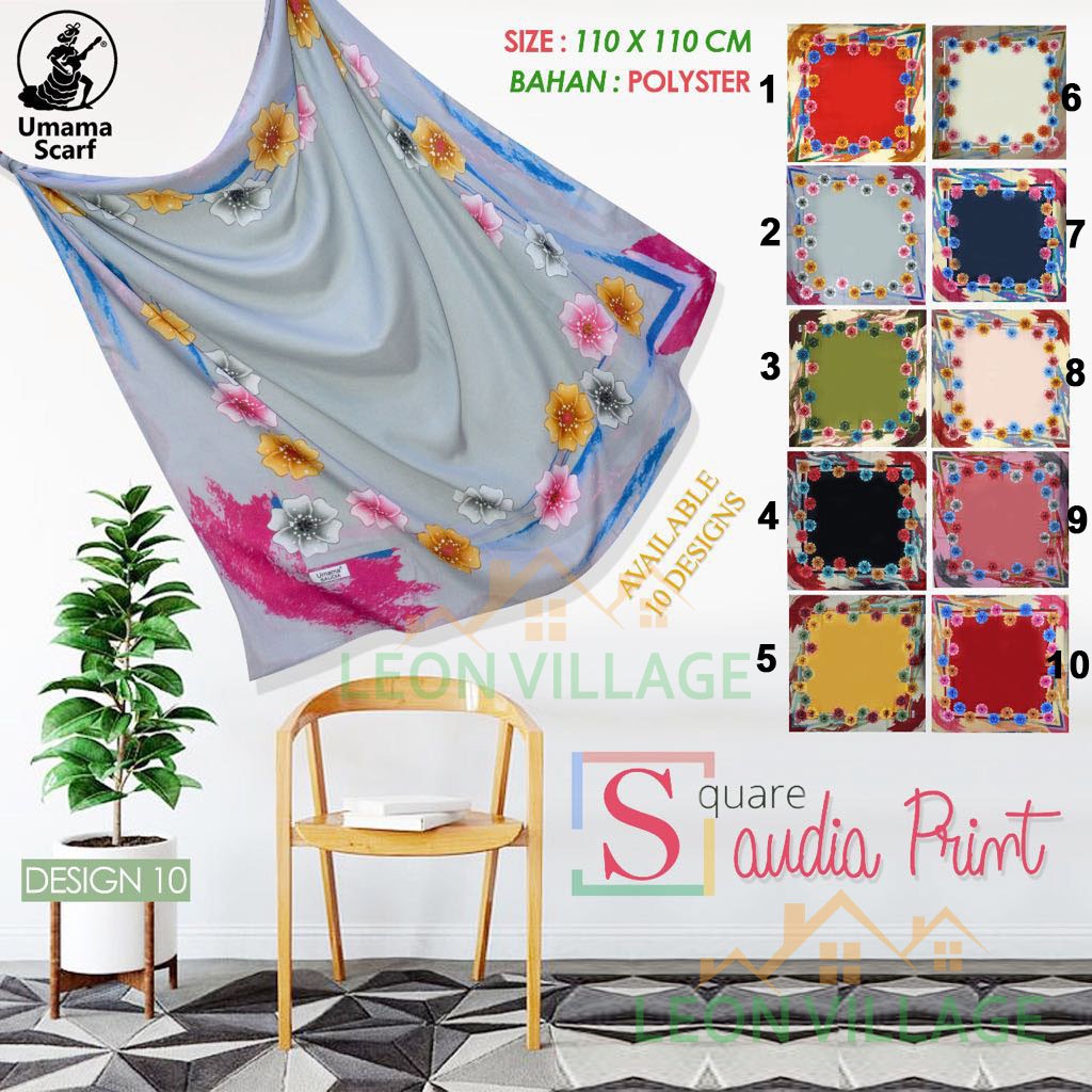 Kerudung SAUDIA PRINT A10 UMAMA Hijab Jilbab Segi Empat Motif