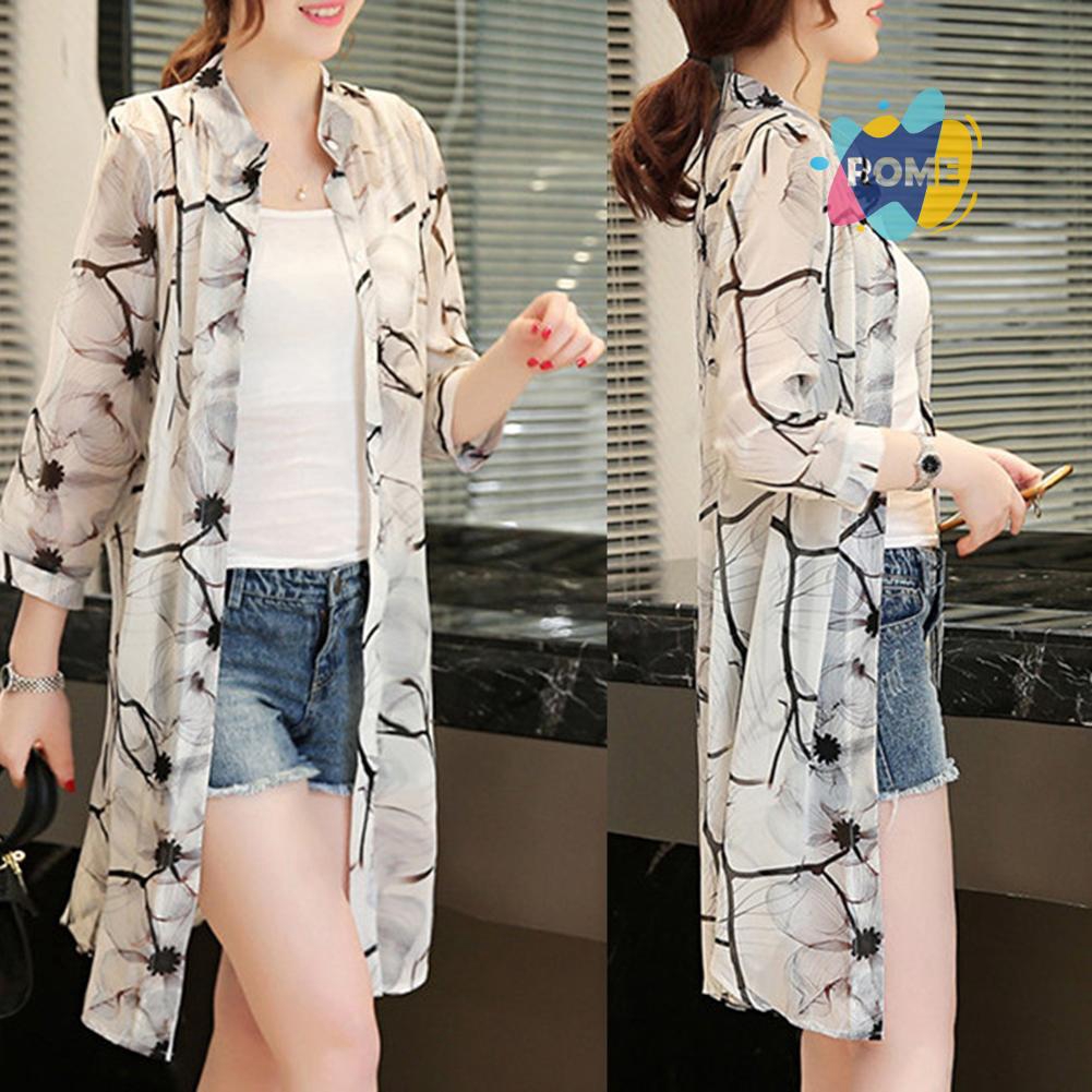 Cardigan Panjang Model Longgar Lengan Setengah Motif Print Cardigan Panjang Model Longgar Lengan Setengah Motif Print