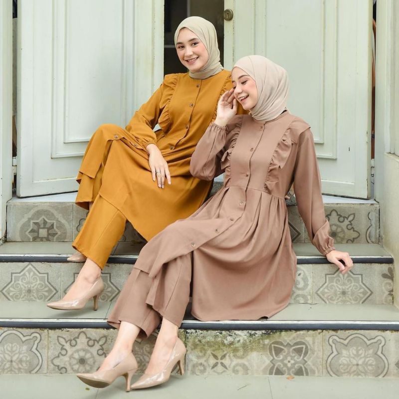 Wina set // ruffle setelan tunik celana // syahira set // humaira SET // setelan kanza