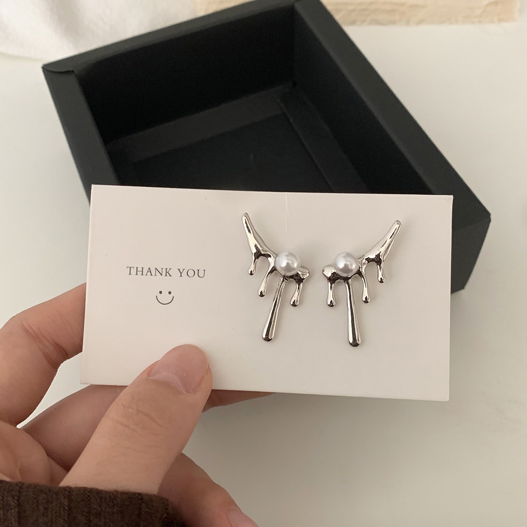 Anting Mutiara Bahan Metal Gaya Korea Untuk Aksesoris