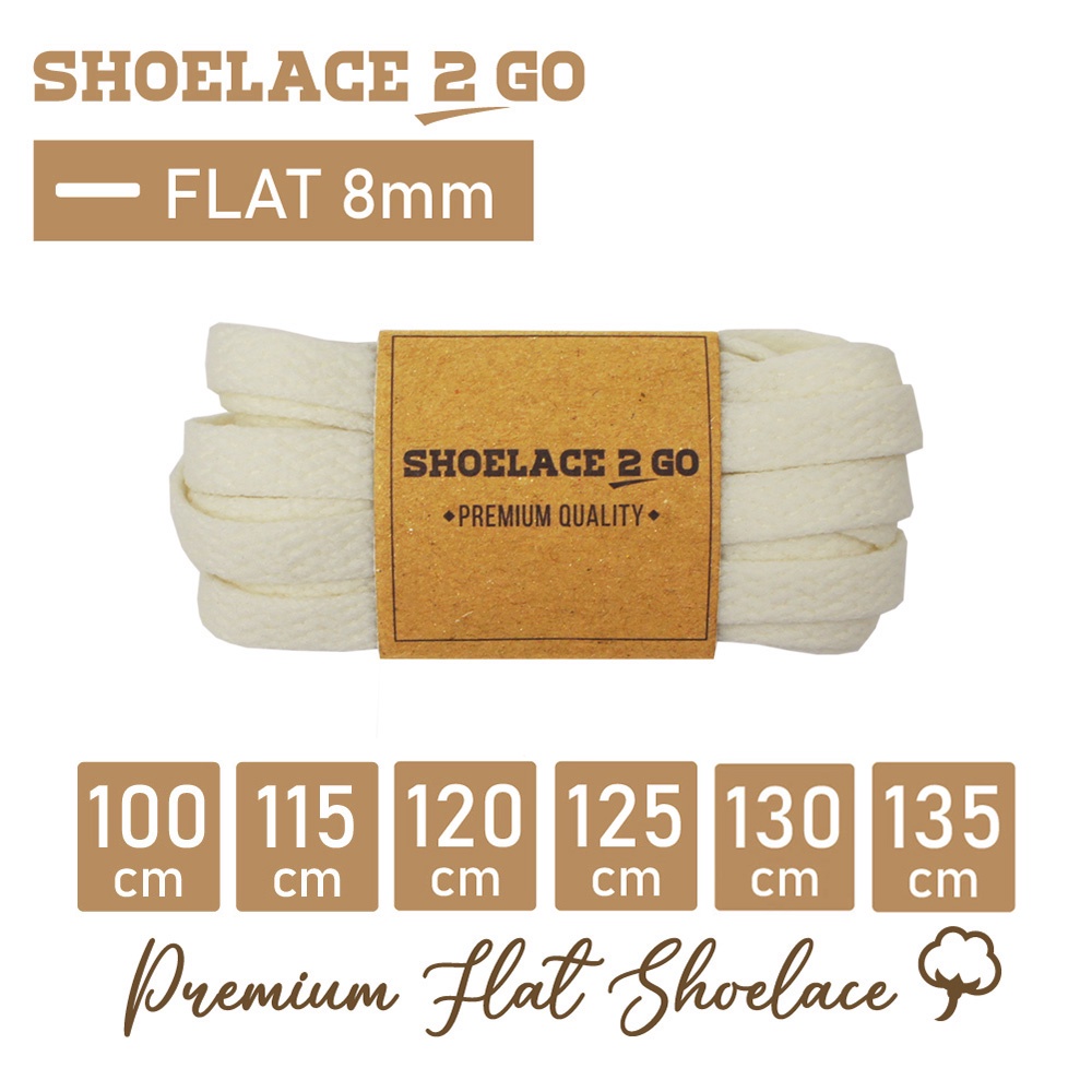 SHOELACE 2 GO PREMIUM TALI SEPATU GEPENG PIPIH FLAT A8 - OFF WHITE