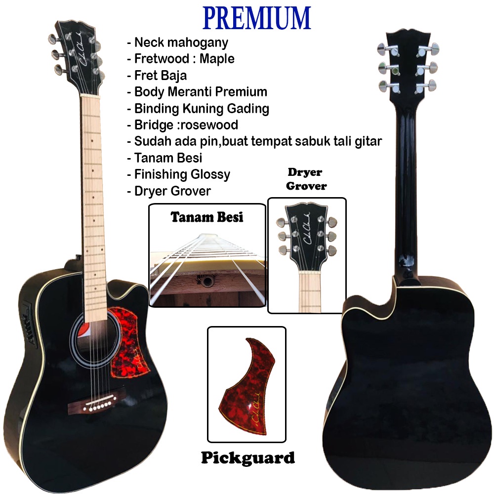 Gitar Cole Clark Akustik Elektrik 7545R Neck Utuh