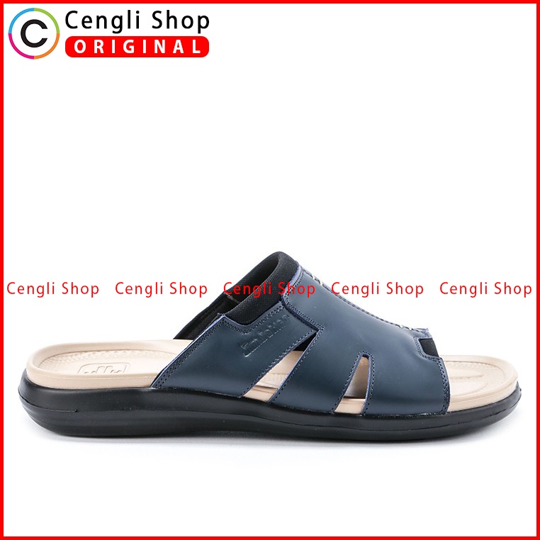 SANDAL CASUAL JIM JOKER PRIA ORIGINAL SLIDE KULIT BIRU NAVY JJ28