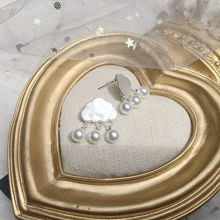 925 perak stud anting-anting wanita awan hujan hujan mutiara anting-anting anting-anting manis awan