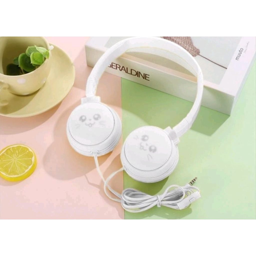 Headset-Headphone-Earphone Macaron J18 Stereo Extra Bass-Full Bass-Headset Gaming-Headset Trendy Motif Lucu j18 Macaron