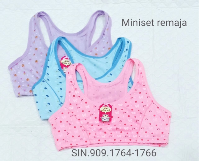 Miniset remaja katun 2 lapis isi 3 PCS Bra remaja  Bra tanpa busa Bra tanpa kawat dan busa