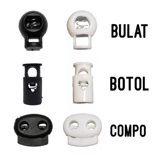 STOPPER TALI TAS SERUT / TALI KUR @500 PCS Stopper Bulat / Botol / Compo GR