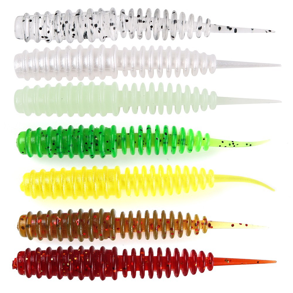 Shengyao 5pc Umpan Pancing Soft Bait Bentuk Cacing Ukuran 6.5cm 1.2g Fishing Lure Ikan Bass Bait