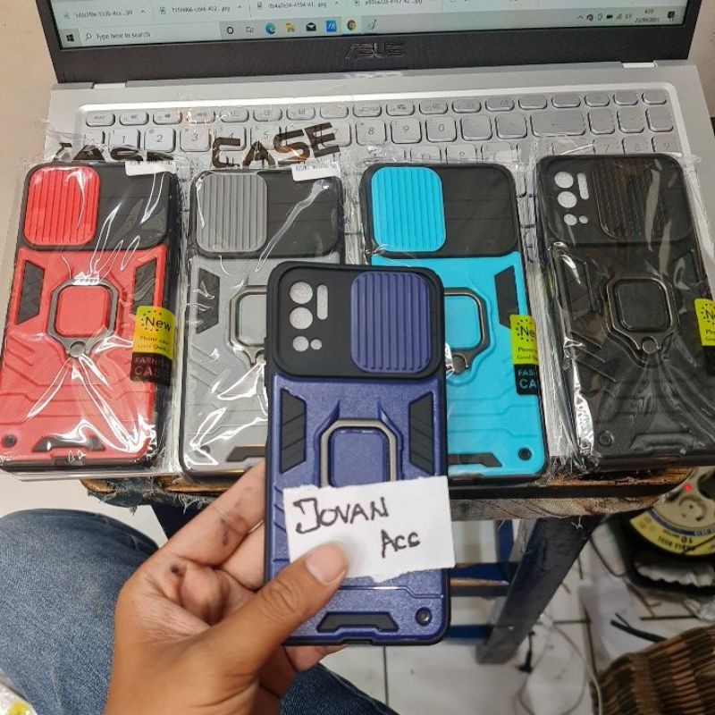 XIAOMI POCOPHONE POCO M3 PRO CASE SLIDE HARDCASE SLIDING PHANTER RING 360 TRANSFORMER THUNDER CASING COVER PROTECT CAMERA PELINDUNG KAMERA