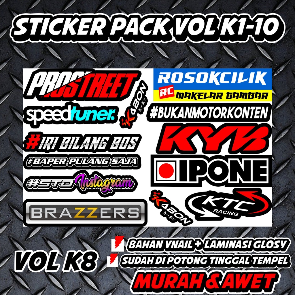 STICKER PACK RACING MOTOR BALAP MURAH LAMINASI GLOSY SUDAH CUTING TINGGAL TEMPEL