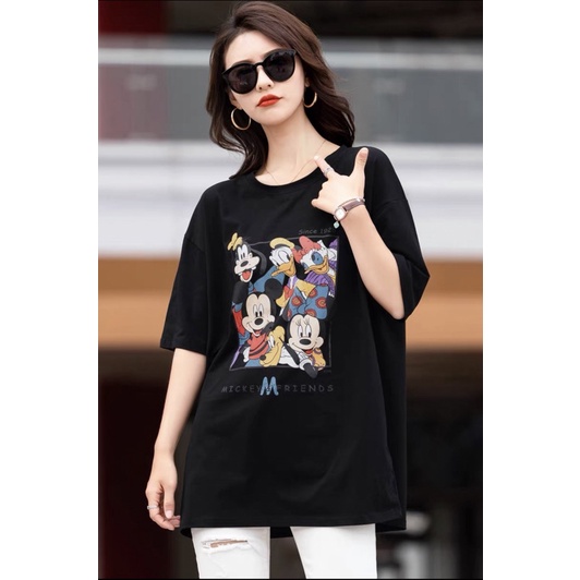 Oversize Tee Tshirt Model Longgar Utk Wanita Motif Mickey Mouse MC002