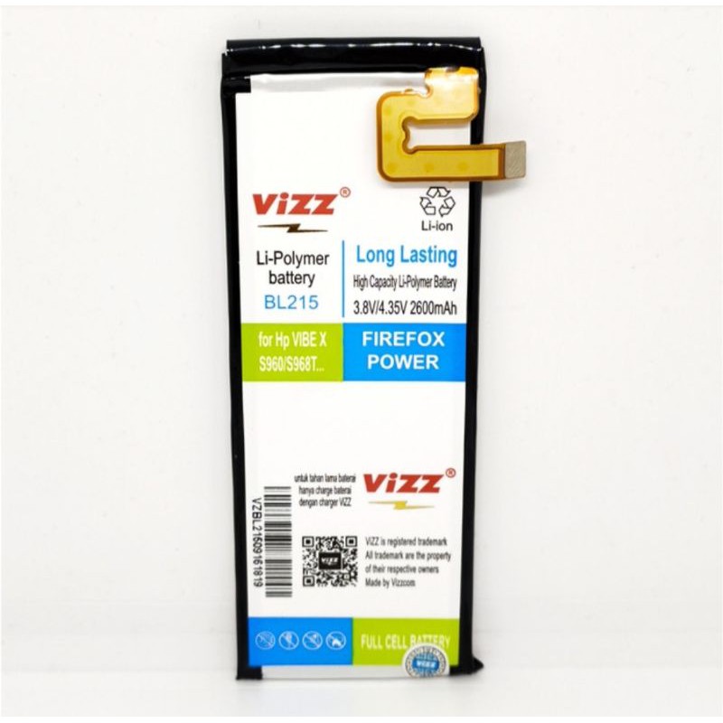 Baterai Batre Vizz Lenovo BL215 / Vibe X / S960 Original Vizz