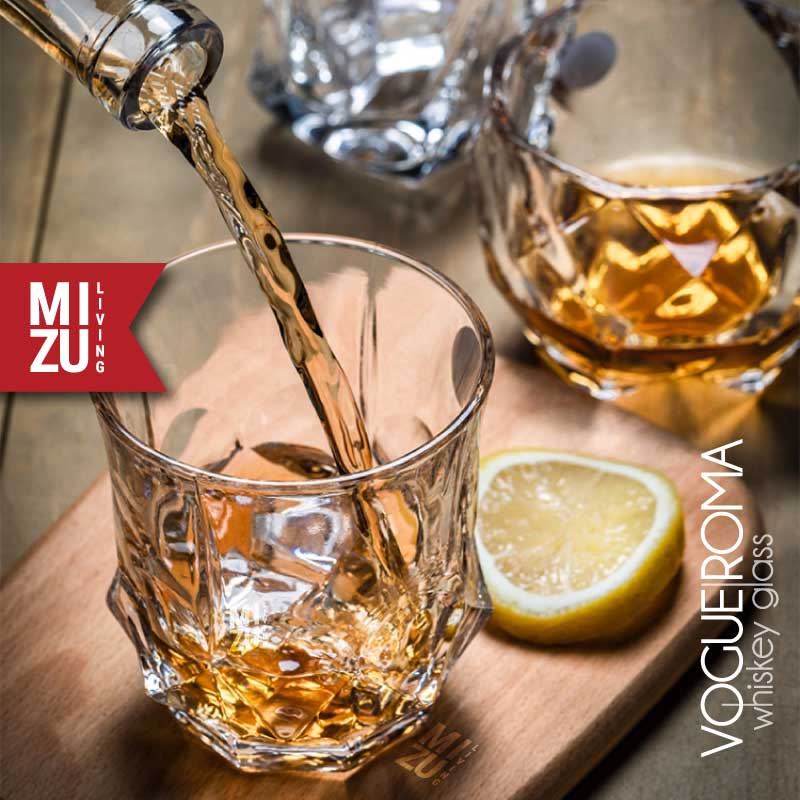 MIZU ROMA Whiskey Glass Gelas Kaca Whisky On The Rocks Gelas Air Minum