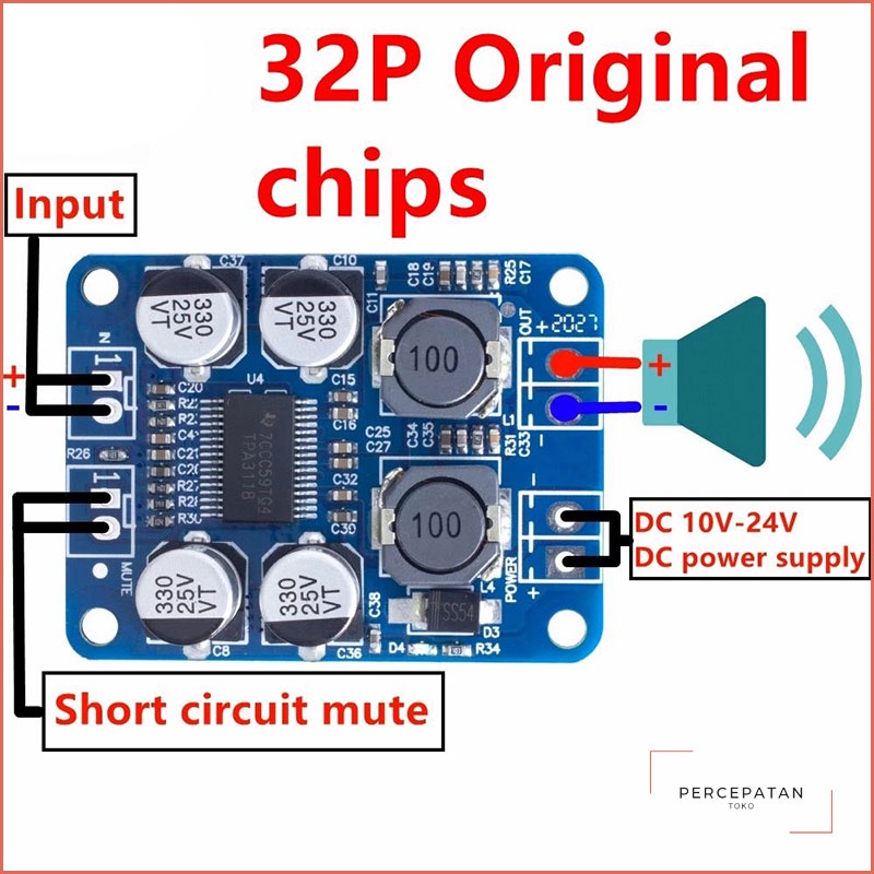 【XH-M313】【TPA3118】 【PBTL】 mono digital power amplifier papan modul power amplifier 1X60W