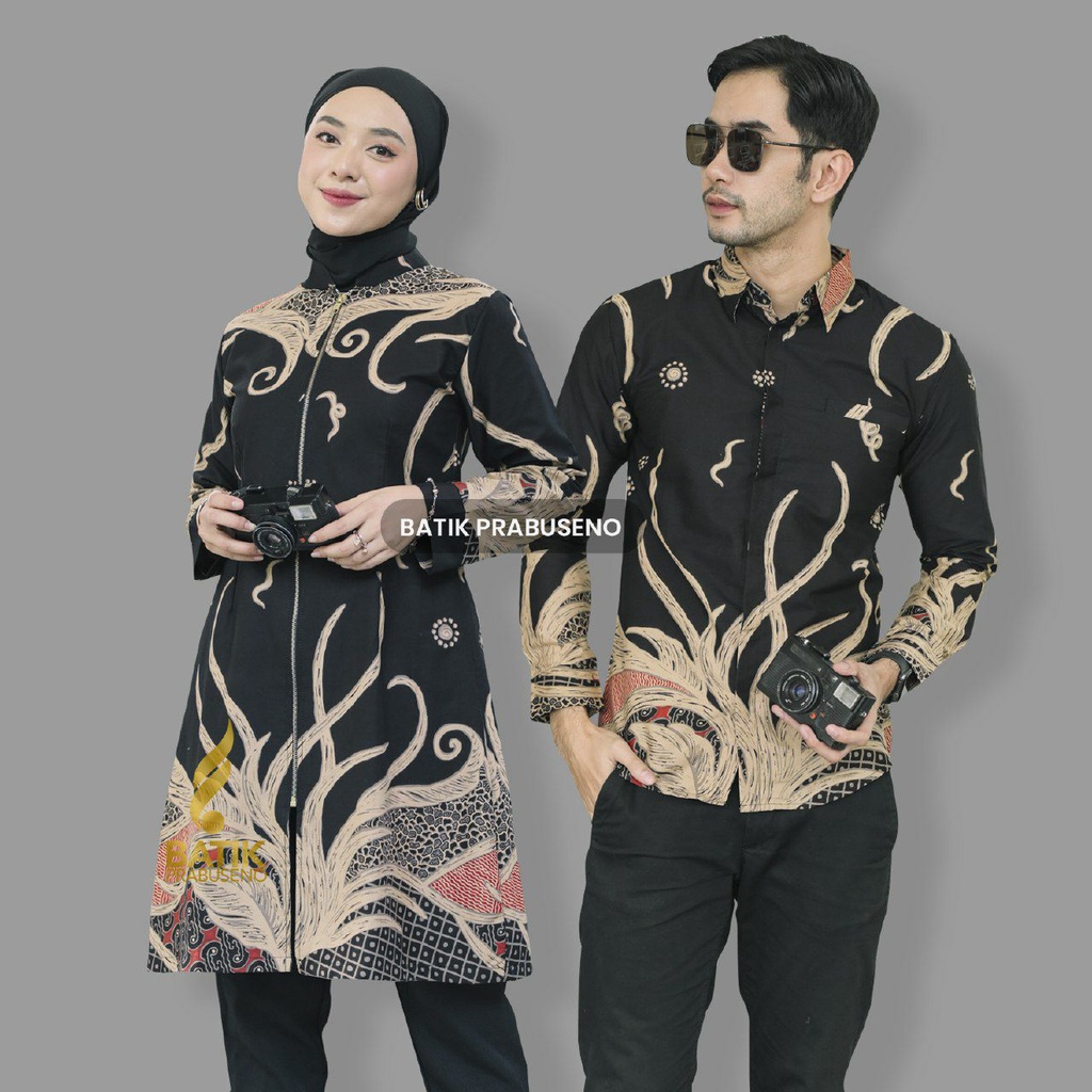 Samudra Hitam Couple Batik Prabuseno Sarimbit Dewasa Pria Wanita Original Berkualitas Premium Atasan