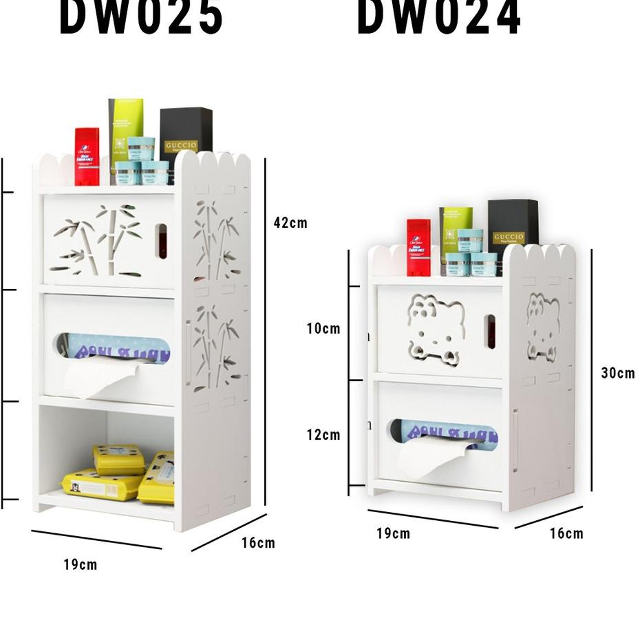 ➴ Alfaindo Rak Dinding Tempel Vintage Minimalis Kamar Mandi Serbaguna Tahan Air bahan Kayu WPC DW025