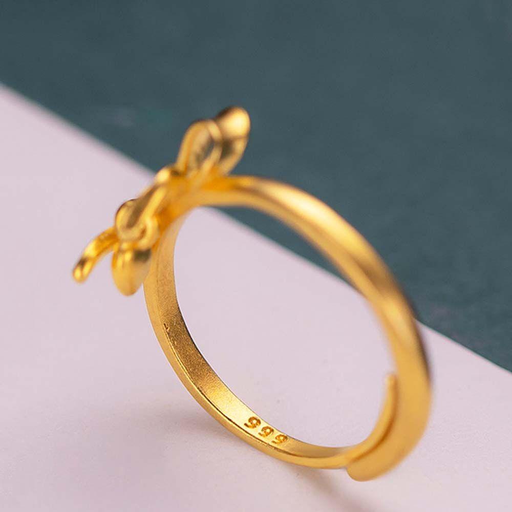 Mxbeauty Wanita Pembukaan Cincin Elegan Temperamen Gadis Hadiah Pertunangan Pernikahan Aksesoris Warna Emas Cinta Berbentuk Jari Rings