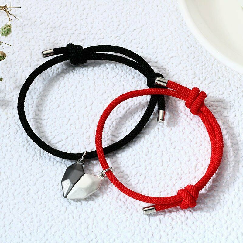 2pcs Gelang Batu Magnetik Bentuk Hati Untuk Wanita