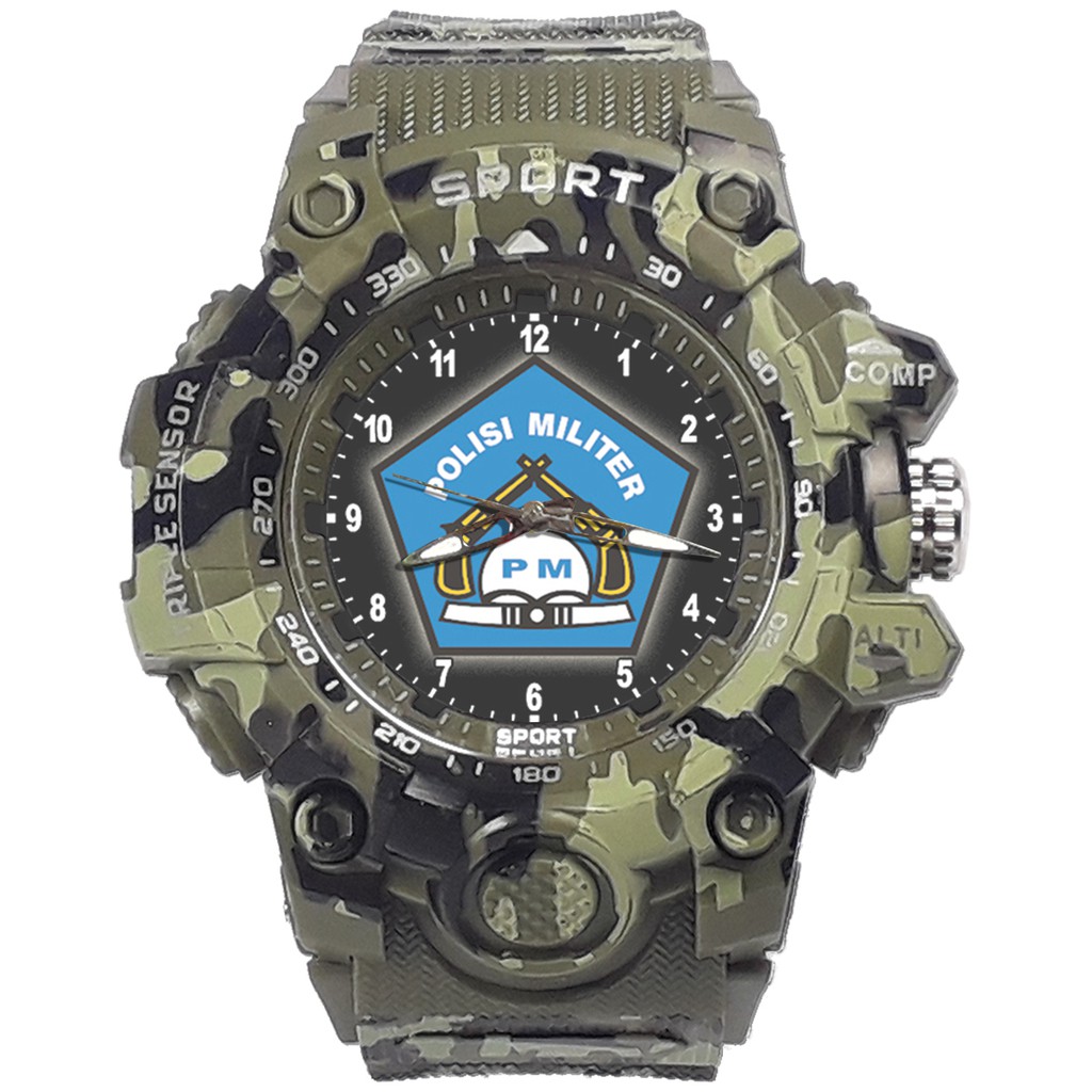 {Istimewa} Jam Tangan LOGO POLISI MILITER - PM 1 Hijau Army Water Resistant