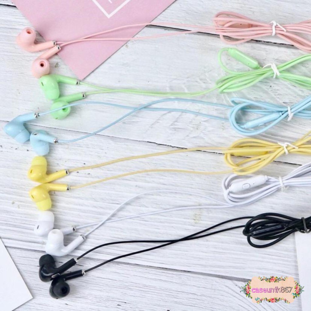 HEADSET HANDSFREE Hf earphone U28 MACARON MATE COLOR HIFI EXTRA BASS