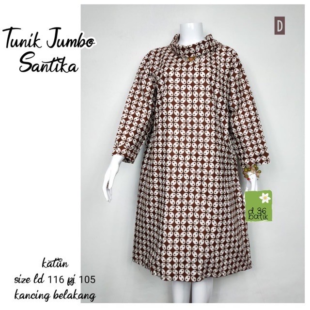 Tunik Jumbo Santika Batik White Jumbo Big Size Muslim Midi Pesta Kerja Seragam Kondangan Modern