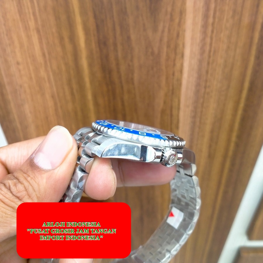 New Jam Rolex Batman Gmt Master Look Swiss Adjastable Gmt Garansi 1th