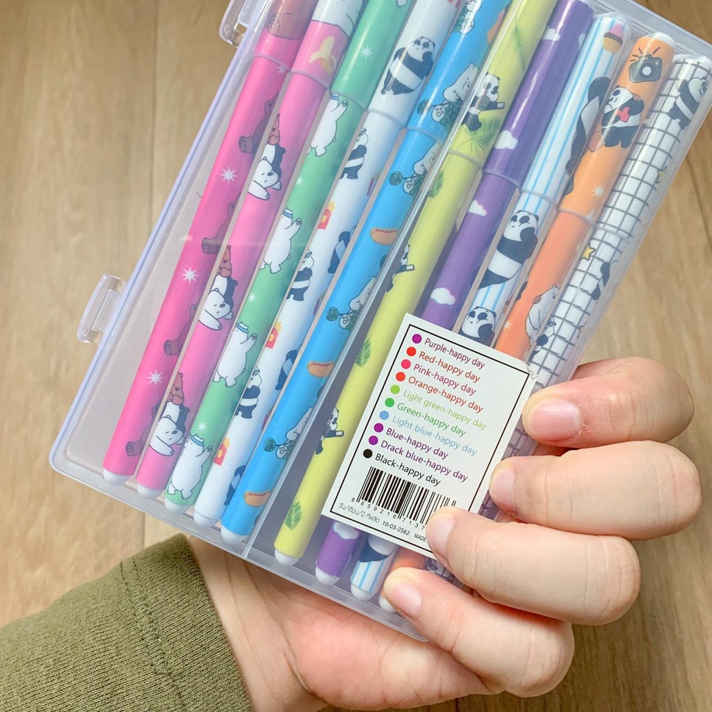 PEN MARBLE WE BARE BEAR 1 SET ISI 10 PIECE LENGKAP ALL VARIAN KUALITAS PREMIUM PULPEN GEL TERMURAH