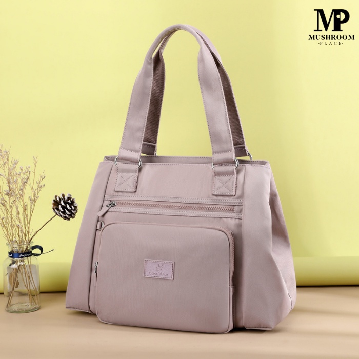 Totebag Wanita Resleting Warna Pastel | Tas Jinjing Kerja Cewek Serbaguna Cantik Bahan Nilon | Ladies Shoulder Bag Colorful Colourful Fox CF 442