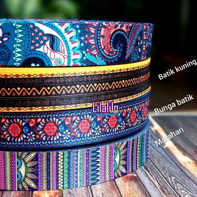 WEBBING MOTIF 4 CM / BAHAN TALI TAS MOTIF (TANPA KAITAN)