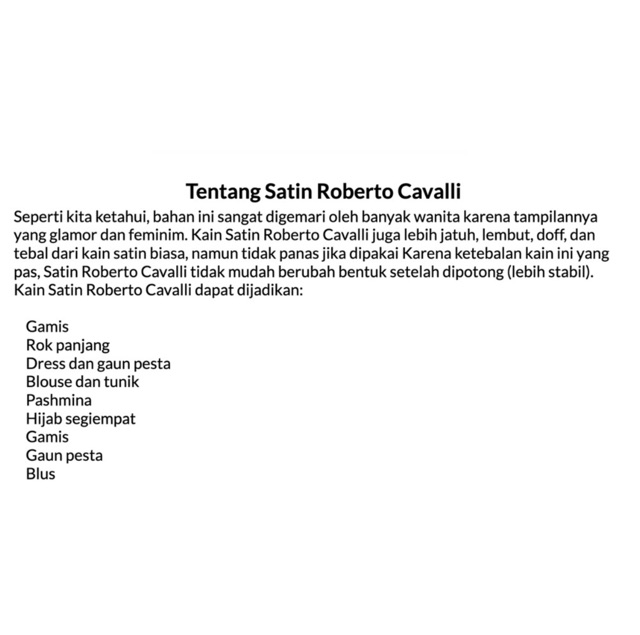 Satin Roberto Cavali Kain Bahan Per 50cm 1 2m Shopee Indonesia