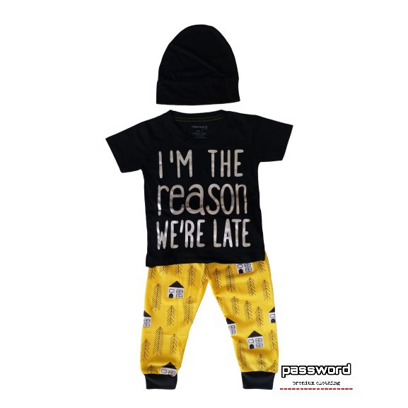 HappyOliver PASSWORD REASON LATE Setelan Anak 1 - 7 Tahun Baju Anak BerKualitas