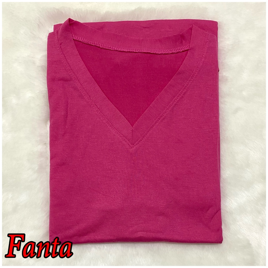 V-NECK JUMBO XXL Panjang / Kaos Polos Basic Vneck Panjang /  t-shirt / Atasan Pakaian Wanita Murah-TPJ V-XXL - FANTA