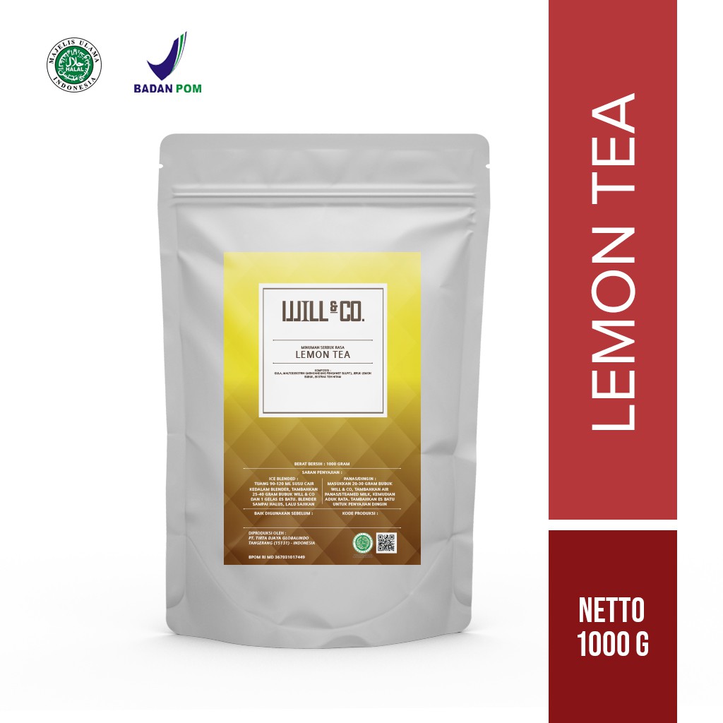 

Bubuk Minuman Lemon Tea Premium Powder Will&Co 1Kg