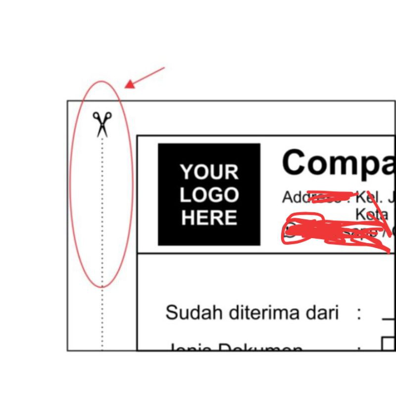 

Porporasi atau garis cacah buat sobekan Nota