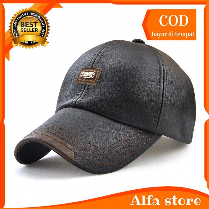 topi baseball kulit asli pria fashion cowok import keren branded sb128