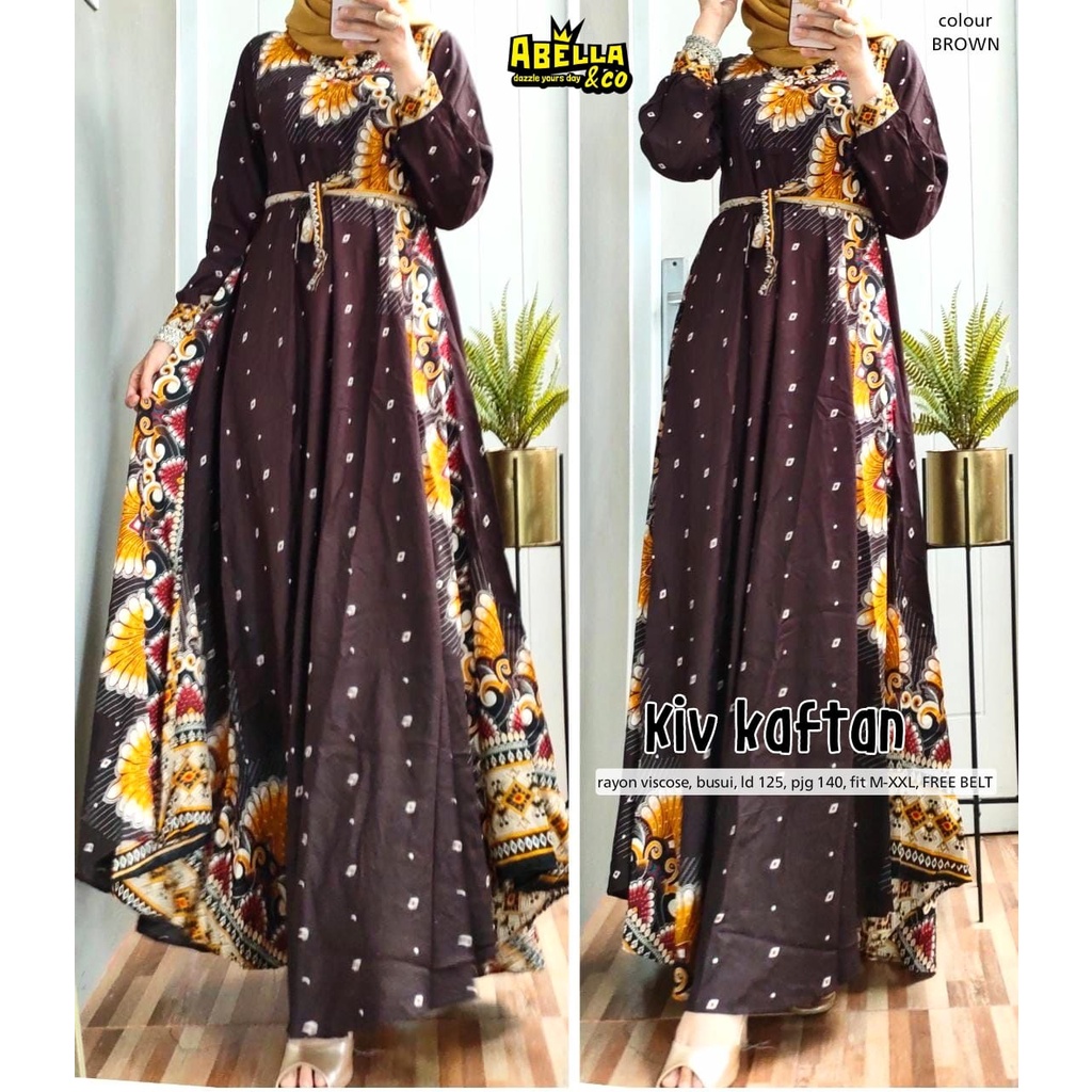 KAFTAN KIV MAXY BATIK, FASHION WANITA BATIKL CANTIK // GAMIS RAYON VISCOSE, LD 125CM JUMBO ALLSIZE M