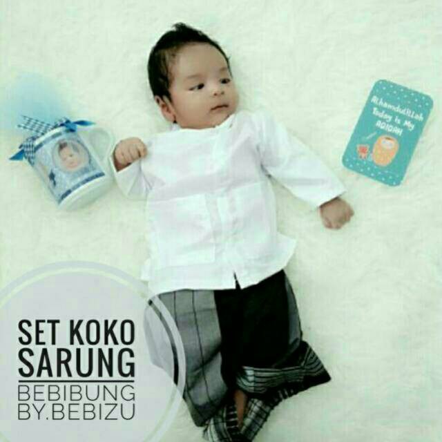 Setelan Sarung Koko  Baju  Newborn Akikah Aqiqah Anak Cowok 