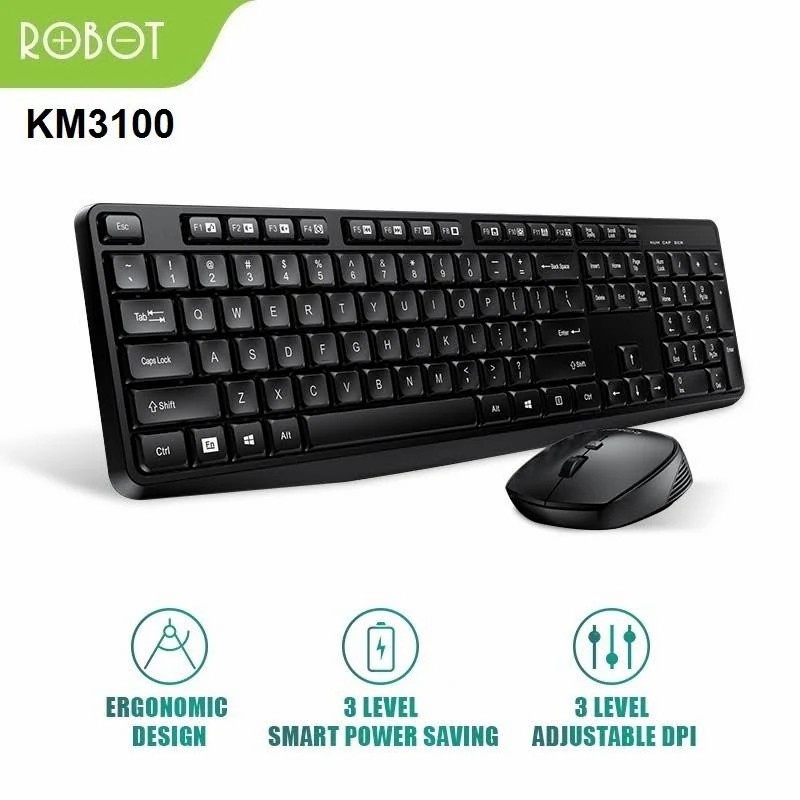 Keyboard & Mouse Robot KM3100 Portable Mini Wireless Set Combo-KM3100