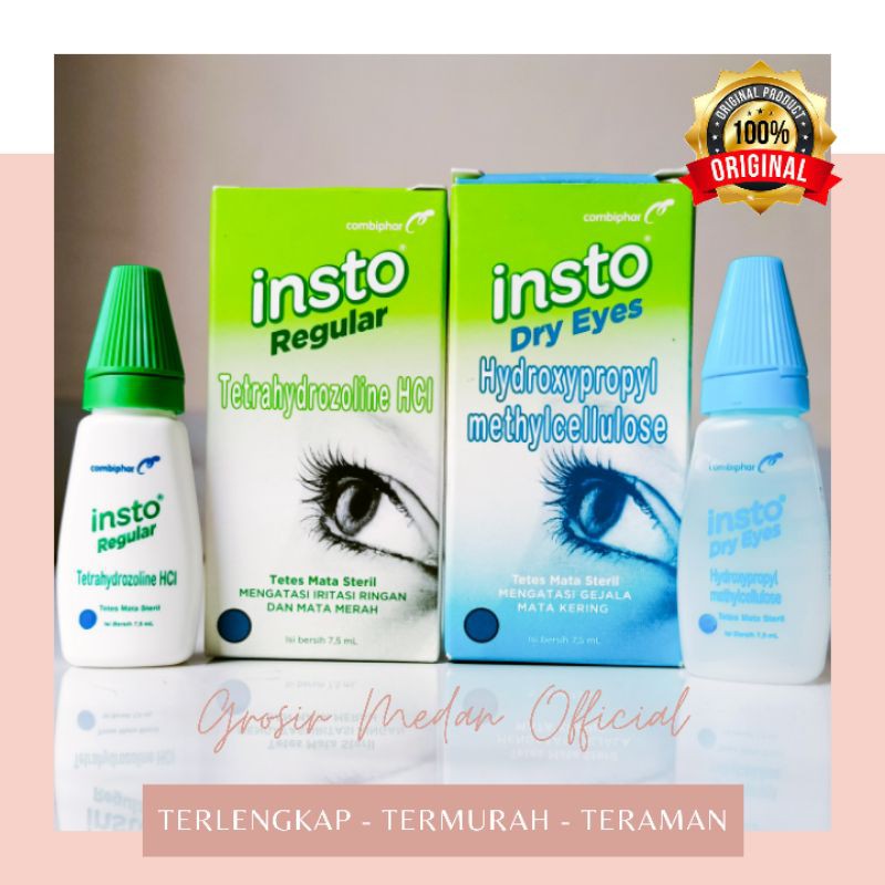 INSTO REGULAR EYE DROP HIJAU DAN INSTO DRY EYES BIRU MOISTURE MATA MERAH PERIH GATAL KERING IRITASI