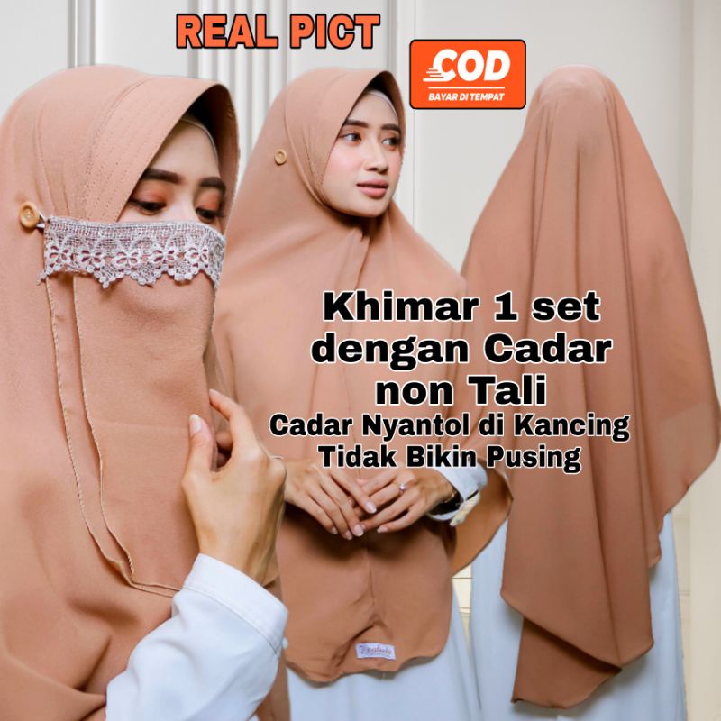 Khimar Hijab Jilbab Kerudung Bergo Krudung French Instan Instant Masker Free Set Cadar 2 Layer Non T