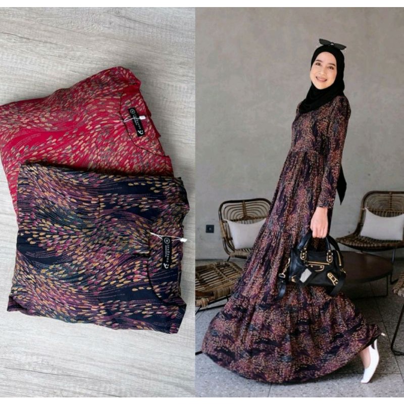 Amara Dress Motif Kode Rain RED S by Gonegani