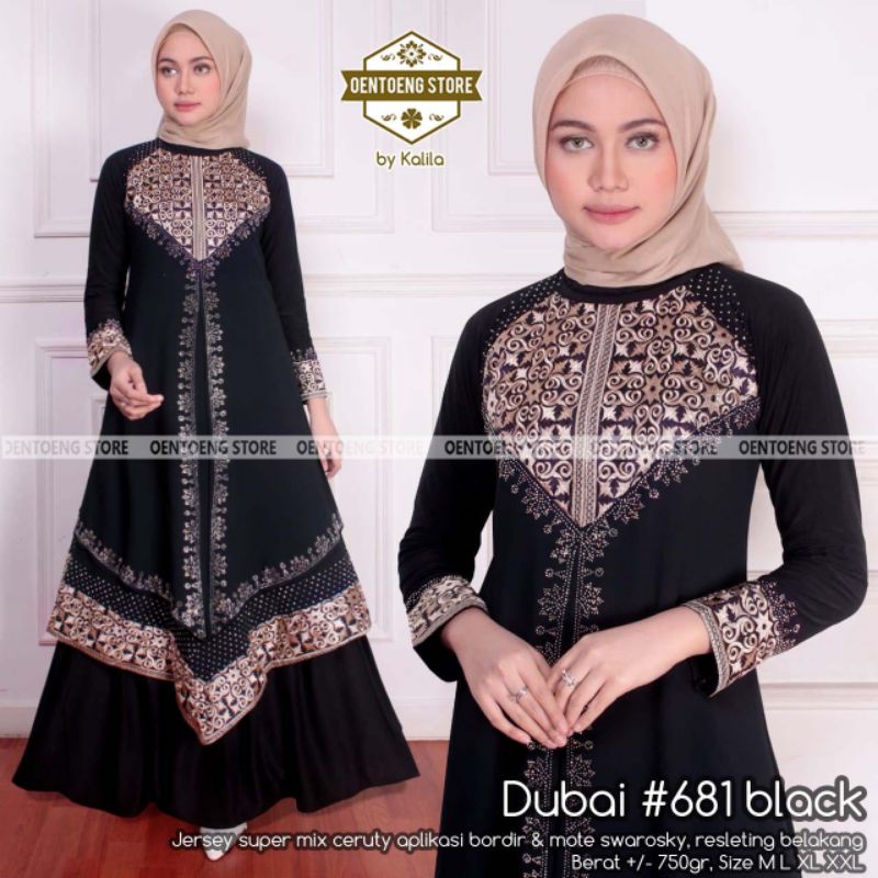 Gamis Turkey Wanita Dewasa Remaja Abaya Dubai 681 Warna Hitam Maroon Emerald
