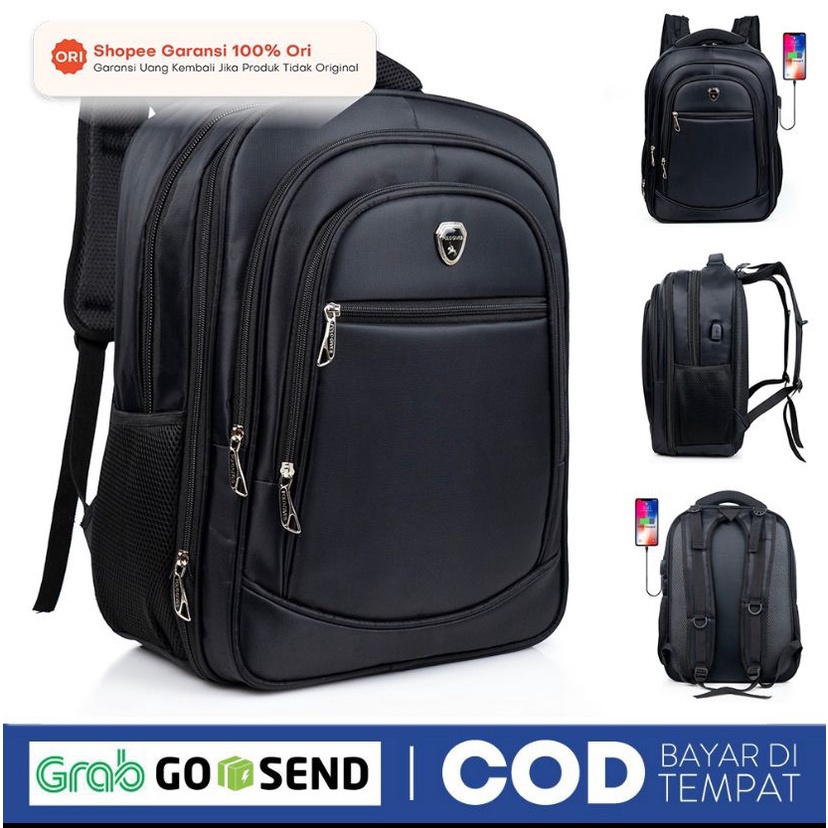 Tas Pria Ransel Laptop Polo Import PL Power Tas Punggung Pria Tas Laptop USB Port Good Quality