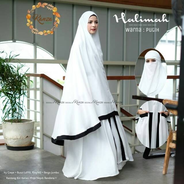 Niqab set gamis syari frew cadar gamis syari polos gamis busui jumbo Halimah Ori by Kanza