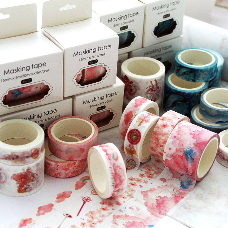 

INDORETAIL | 3 Gulungan/Box Jepang Washi Tape Bunga Yang Indah Bunga Cherry Dekoratif Kertas