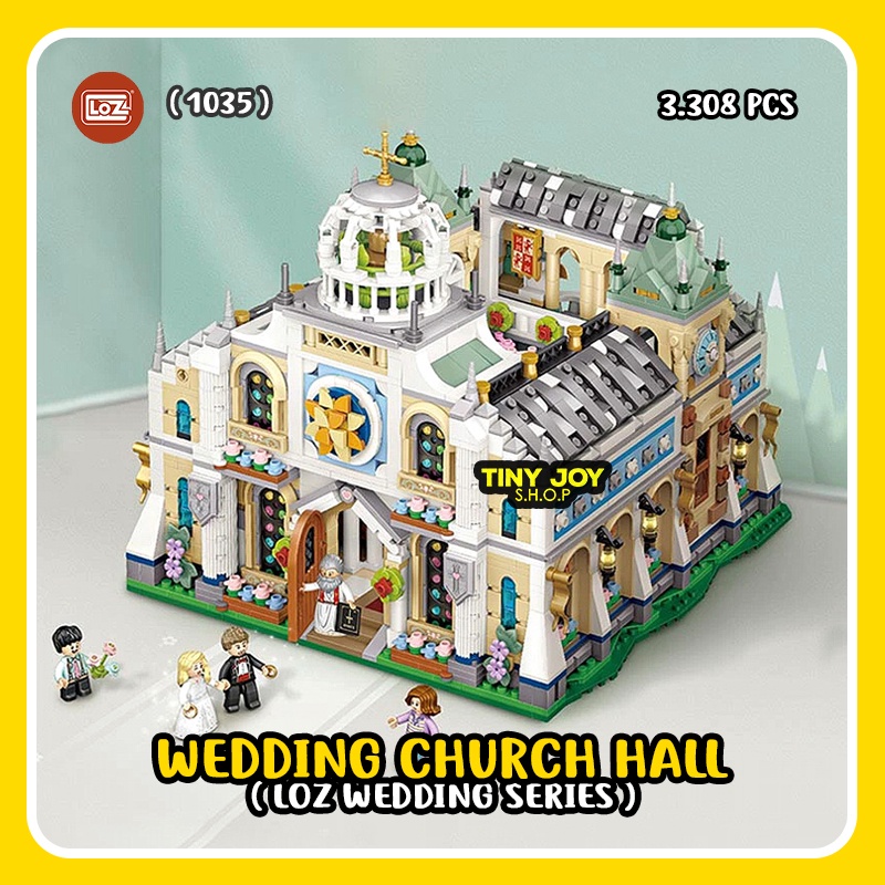 LOZ Mainan Balok (WEDDING CHURCH HALL) 1035 Mini Block Bangunan Building Brick Besar Gereja Pernikah