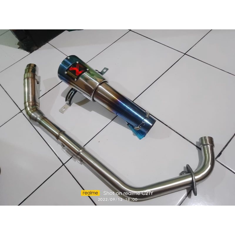 knalpot Akrapovic half blue Honda CBR 150R