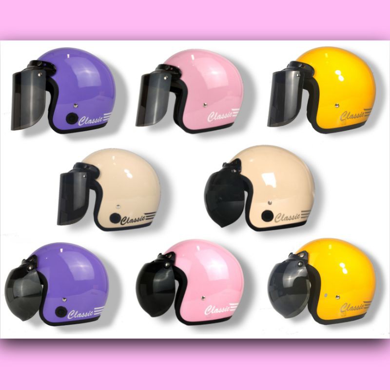 Helm Bogo Wanita Cewek Warna Pastel Helm Polos Murah Terlaris Full Leher SNI