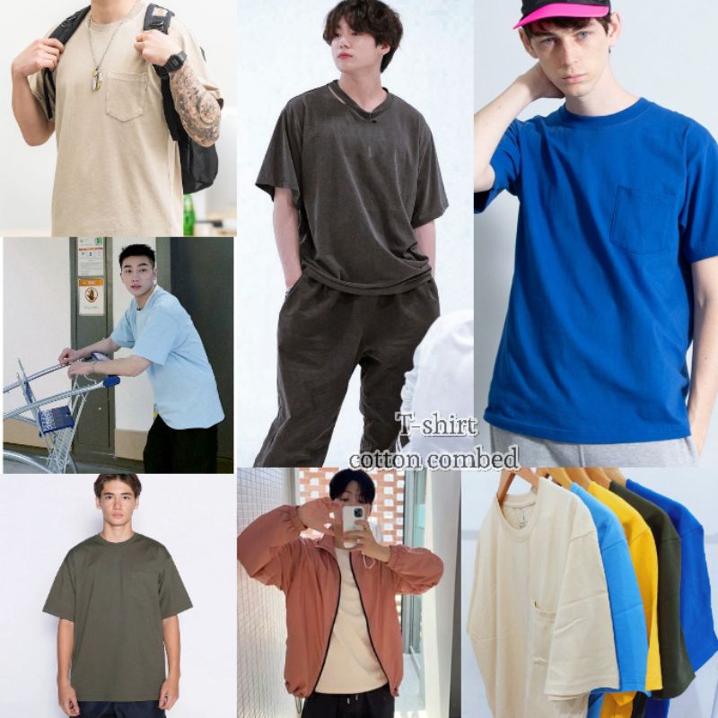 KAOS PRIA DEWASA OVERSIZE POCKET LENGAN PENDEK|KAOS LENGAN PENDEK COTTON COMBED|T SHIRT OVERSIZE|BAJU JUNGKOOK V taehyung BTS|Kaos Unisex